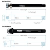 Adaptateur axe Thule Maxle Trek M12x1,75, 174 ou 180mm, fixation écrou